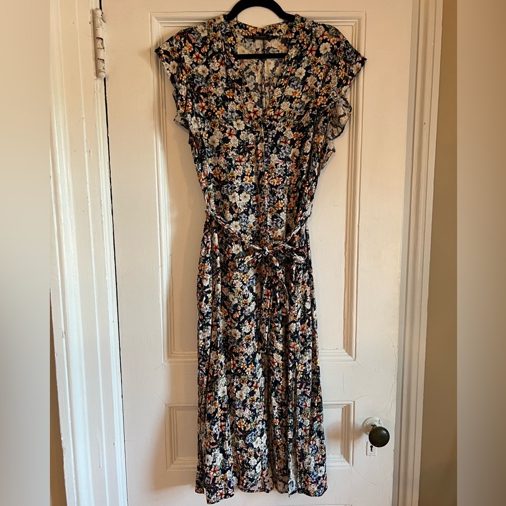 Zara | Floral Print Button Women's Dress | Size M